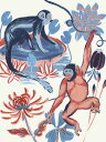 猿 サル イラスト 赤 レッド 青 ブルーの壁紙 輸入 カスタム壁紙 PHOTOWALL / From the Jungle (e321343) 貼ってはがせるフリース壁紙(不織布) 【海外取り寄せのため1カ月程度でお届け】 【代引き・後払い不可】
