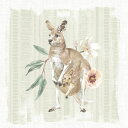 カンガルー 花 水彩画 イラスト 緑 グリーンの壁紙 輸入 カスタム壁紙 PHOTOWALL / Aussie Love II (e325339) 貼ってはがせるフリース壁紙(不織布) 【海外取り寄せのため1カ月程度でお届け】 【代引き不可】