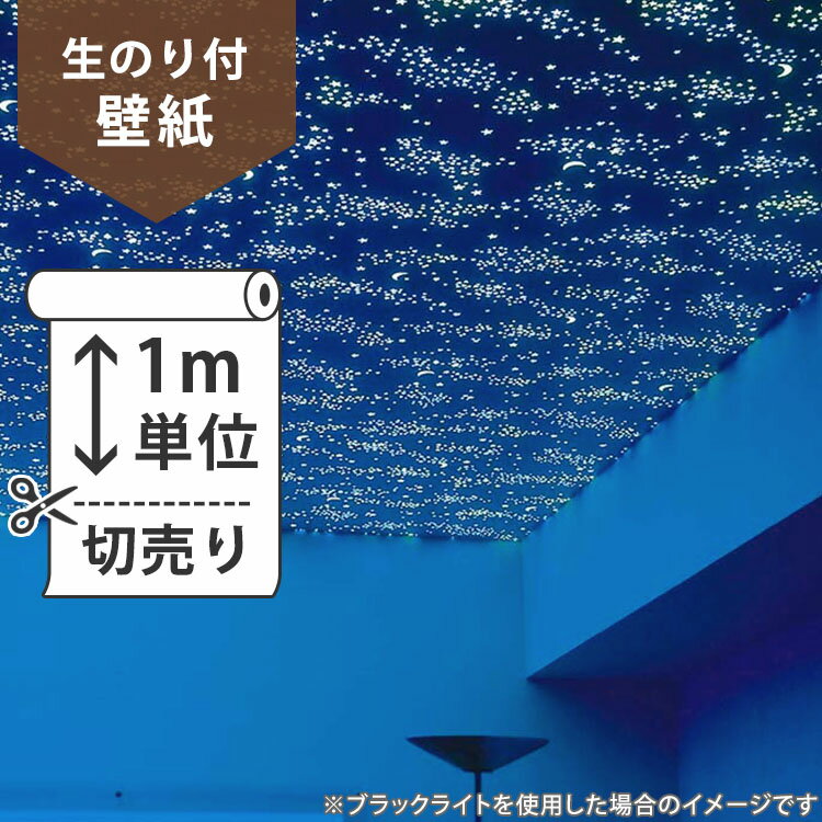 【 壁紙 のり付き 】壁紙 のり付 クロス 生のり付き壁紙/サンゲツ 蓄光 RE-2865(販売単位1m)しっかり貼れる生のりタイプ（原状回復できません） 【今だけ10m以上でマスカープレゼント】 壁紙屋本舗