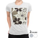 tシャツ レディース 半袖 白地 デザイン S M L XL Tシャツ ティーシャツ T shirt 000690 花 モノトーン