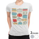 ショッピング白 tシャツ レディース 半袖 白地 デザイン S M L XL Tシャツ ティーシャツ T shirt 008910 ユニーク カラフル　イラスト　鞄　カバン
