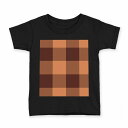 tシャツ キッズ 半袖 黒地 ブラック デザイン 90 100 110 120 130 140 150 Tシャツ ティーシャツ T shirt 004451 チェック ブラウン