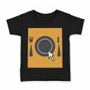 tシャツ キッズ 半袖 黒地 ブラック デザイン 90 100 110 120 130 140 150 Tシャツ ティーシャツ T shirt 006210 ナイフ フォーク