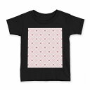tシャツ キッズ 半袖 黒地 ブラック デザイン 90 100 110 120 130 140 150 Tシャツ ティーシャツ T shirt 008057 ピンク チェック ハート 模様
