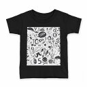 tシャツ キッズ 半袖 黒地 ブラック デザイン 90 100 110 120 130 140 150 Tシャツ ティーシャツ T shirt 011057 文字 英語 カメラ