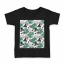 tシャツ キッズ 半袖 黒地 ブラック デザイン 90 100 110 120 130 140 150 Tシャツ ティーシャツ T shirt 014032 模様 リーフ ユニーク