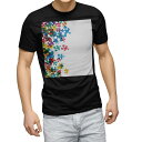 tシャツ メンズ 半袖 ブラック デザイン XS S M L XL 2XL Tシャツ ティーシャツ T shirt 黒 006008 カラフル パズル