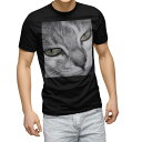 tシャツ メンズ 半袖 ブラック デザイン XS S M L XL 2XL Tシャツ ティーシャツ T shirt 黒 007896 写真 猫 ねこ モノクロ