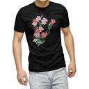 tシャツ メンズ 半袖 ブラック デザイン XS S M L XL 2XL Tシャツ ティーシャツ T shirt 黒 012920 母の日 カーネーション 花