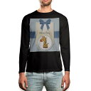 ロング tシャツ メンズ 長袖 ブラック デザイン XS S M L XL 2XL ロンT ティーシャツ 黒 black T shirt long sleeve 001155 キリン リボン