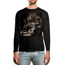 ロング tシャツ メンズ 長袖 ブラック デザイン XS S M L XL 2XL ロンT ティーシャツ 黒 black T shirt long sleeve 005093 仏像 写真 黒