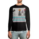 ロング tシャツ メンズ 長袖 ブラック デザイン XS S M L XL 2XL ロンT ティーシャツ 黒 black T shirt long sleeve 005155 イラスト 花瓶 蝶