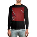 ロング tシャツ メンズ 長袖 ブラック デザイン XS S M L XL 2XL ロンT ティーシャツ 黒 black T shirt long sleeve 008498 赤 レッド 三角 模様