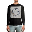 ロング tシャツ メンズ 長袖 ブラック デザイン XS S M L XL 2XL ロンT ティーシャツ 黒 black T shirt long sleeve 013466 くじら 海 英語