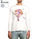 ロング tシャツ メンズ 長袖 ホワイト グレー デザイン XS S M L XL 2XL Tシャツ ティーシャツ T shirt long sleeve 000900 ハート 木