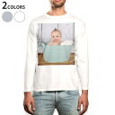 ロング tシャツ メンズ 長袖 ホワイト グレー デザイン XS S M L XL 2XL Tシャツ ティーシャツ T shirt long sleeve 001590 赤ちゃん お風呂