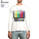 ショッピングテレビ ロング tシャツ メンズ 長袖 ホワイト グレー デザイン XS S M L XL 2XL Tシャツ ティーシャツ T shirt long sleeve 002402 テレビ　カラフル
