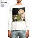 ロング tシャツ メンズ 長袖 ホワイト グレー デザイン XS S M L XL 2XL Tシャツ ティーシャツ T shirt long sleeve 002794 犬 猫 動物 写真