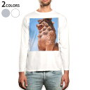 ロング tシャツ メンズ 長袖 ホワイト グレー デザイン XS S M L XL 2XL Tシャツ ティーシャツ T shirt long sleeve 004542 シーサー 沖縄 写真