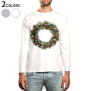 ロング tシャツ メンズ 長袖 ホワイト グレー デザイン XS S M L XL 2XL Tシャツ ティーシャツ T shirt long sleeve 009963 クリスマス リース