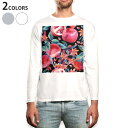 ロング tシャツ メンズ 長袖 ホワイト グレー デザイン XS S M L XL 2XL Tシャツ ティーシャツ T shirt long sleeve 012112 果物 黒 緑