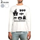 ロング tシャツ メンズ 長袖 ホワイト グレー デザイン XS S M L XL 2XL Tシャツ ティーシャツ T shirt long sleeve 013515 ハロウィン おばけ かぼちゃ