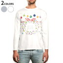 ロング tシャツ メンズ 長袖 ホワイト グレー デザイン XS S M L XL 2XL Tシャツ ティーシャツ T shirt long sleeve 013818 クリスマス リース リボン