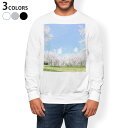 トレーナー メンズ 長袖 ホワイト グレー ブラック デザイン XS S M L XL 2XL sweatshirt trainer 白 黒 灰色 裏起毛 スウェット 009459 フラワー 桜 空 写真