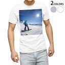 tシャツ メンズ 半袖 ホワイト グレー デザイン XS S M L XL 2XL Tシャツ ティーシャツ T shirt 000286 スノーボード 雪景色 雪 スポーツ