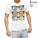 tシャツ メンズ 半袖 ホワイト グレー デザイン XS S M L XL 2XL Tシャツ ティーシャツ T shirt 004877 眼鏡 サングラス イラスト