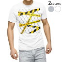 tシャツ メンズ 半袖 ホワイト グレー デザイン XS S M L XL 2XL Tシャツ ティーシャツ T shirt 005871 金網 イエロー テープ