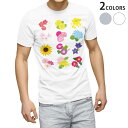 ショッピングデザイン tシャツ メンズ 半袖 ホワイト グレー デザイン XS S M L XL 2XL Tシャツ ティーシャツ T shirt 009333 フラワー　花　カラフル