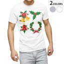 tシャツ メンズ 半袖 ホワイト グレー デザイン XS S M L XL 2XL Tシャツ ティーシャツ T shirt 009935 クリスマス リース リボン