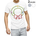 tシャツ メンズ 半袖 ホワイト グレー デザイン XS S M L XL 2XL Tシャツ ティーシャツ T shirt 010072 クリスマス リース シンプル