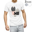 tシャツ メンズ 半袖 ホワイト グレー デザイン XS S M L XL 2XL Tシャツ ティーシャツ T shirt 012108 サボテン イラスト ドット