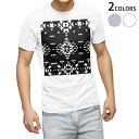 tシャツ メンズ 半袖 ホワイト グレー デザイン XS S M L XL 2XL Tシャツ ティーシャツ T shirt 012492 モノトーン ノルディック 柄