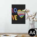 ポスター ウォールステッカー シール式ステッカー 飾り 210×297mm A4 写真 フォト 壁 インテリア おしゃれ 剥がせる wall sticker poster 007375 ハート カラフル レインボー 文字