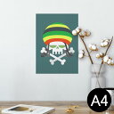 ポスター ウォールステッカー シール式ステッカー 飾り 210×297mm A4 写真 フォト 壁 インテリア おしゃれ 剥がせる wall sticker poster 011826 レゲエ 音楽 骸骨