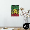 ポスター ウォールステッカー シール式ステッカー 飾り 148×210mm A5 写真 フォト 壁 インテリア おしゃれ 剥がせる wall sticker poster 011947 レゲエ ライオン ラスタカラー