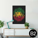 ポスター ウォールステッカー シール式ステッカー 飾り 515×728mm B2 写真 フォト 壁 インテリア おしゃれ 剥がせる wall sticker poster 011733 動物 ライオン レゲエ