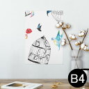 ポスター ウォールステッカー シール式ステッカー 飾り 257×364mm B4 写真 フォト 壁 インテリア おしゃれ 剥がせる wall sticker poster 010038 鳥 フラワー カラフル