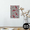 ポスター ウォールステッカー シール式ステッカー 飾り 182×257mm B5 写真 フォト 壁 インテリア おしゃれ 剥がせる wall sticker poster 008442 花 フラワー 赤 レッド 市松模様