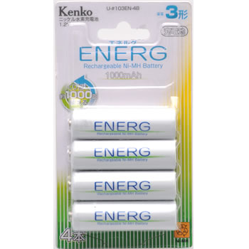 Kenko【ケンコー】ニッケル水素充電池　ENERG　単3形電池4本セット★【Kenko-U-103EN-4B】