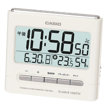 カシオ【CASIO】電波目覚まし時計 DQD-660J-7JF（ホワイト）★温湿度表示機能付き！【DQD660J】