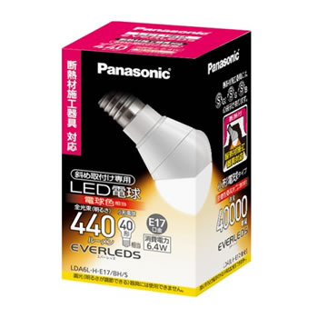パナソニック【Panasonic】LED電球 6.4W (電球色相当) LDA6LHE17BHS★【LDA6LHE17BHS】