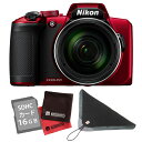 (SD16GB&クロス&カメララップ付き)ニコン コンパクトデジタルカメラ COOLPIX B600 レッド (デジカメ/コンデジ)(Nikon)(快適家電デジタルライフ)