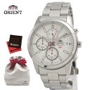 父の日に贈る腕時計 (正規品:国内メーカー保証付) ORIENT(オリエント) 海外モデル SKU00003W0 腕時計&ラッピング袋&クロス付きセット 正規 逆輸入 ホワイト レッド メタル メンズ腕時計 ギフト プレゼント(快適家電デジタルライフ)