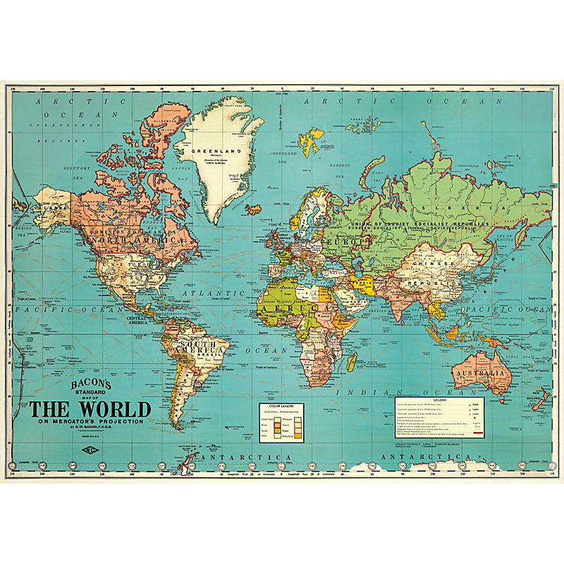 Cavallini&Co 包装紙　ラッピングペーパー　ワールドマップ4世界地図輸入包装紙ス…...:kaderia:10039232