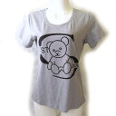キラッと輝く素敵なTシャツ♪ストーン付きTシャツ くま グレーMサイズ【LILICO】