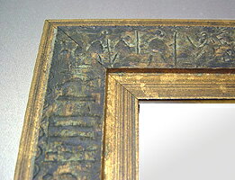 古代ローマの彫刻（金箔ワイド）特大サイズ 壁掛け用鏡 ミラー